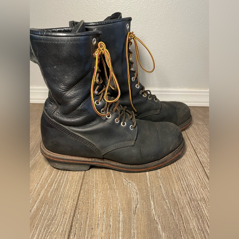 Red Wing Leather Steel Toe Black Boots 2281 Size 9.5 D